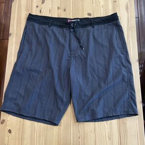 MICROS Swim Trunks Board Shorts Men's Size 38 Stripe Black Gray Bathing Suit
